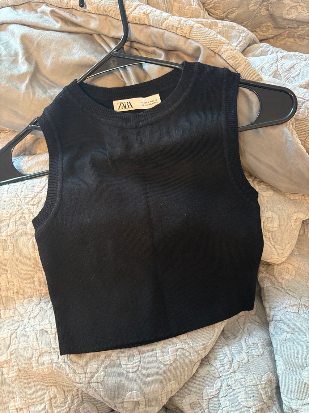 ZARA Black Ribbed Sleeveless Crop Top